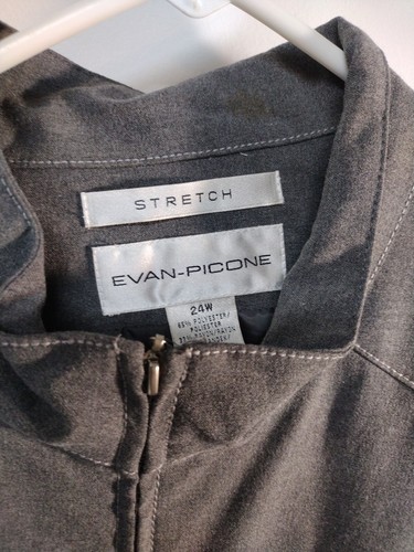 Evan-Picone Blazer 24W Gray Lined Full Zipper Suit Jacket Stretch - Picture 7 of 22