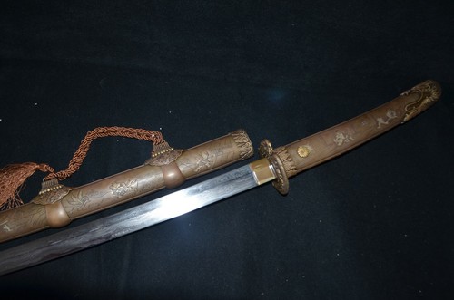 Collectable Japanese Samurai Katana Tachi Sword Sharp blade Dragon Brass Sheath - Picture 7 of 12