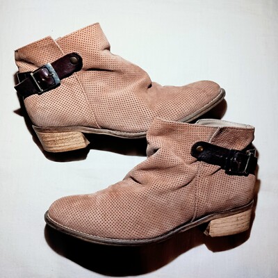 Tosca Blu Perforated Booties Mesh Tawny Brown Suede Women s Shoe EU 39, US 8.5