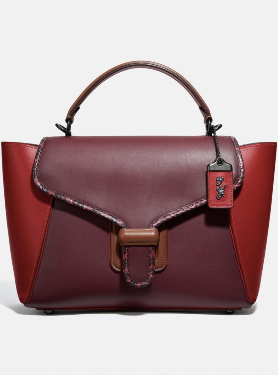 COACH 1941 Courier Carryall Satchel Snakeskin Trim APPLE RED NWT