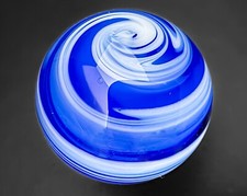Robert LaGrand 1.12" RL 03 Cobalt Blue Wigwag Swirl Handblown Art Glass Marble