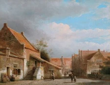 high quality oil painting 100% handpainted on canvas " Dutch village street "