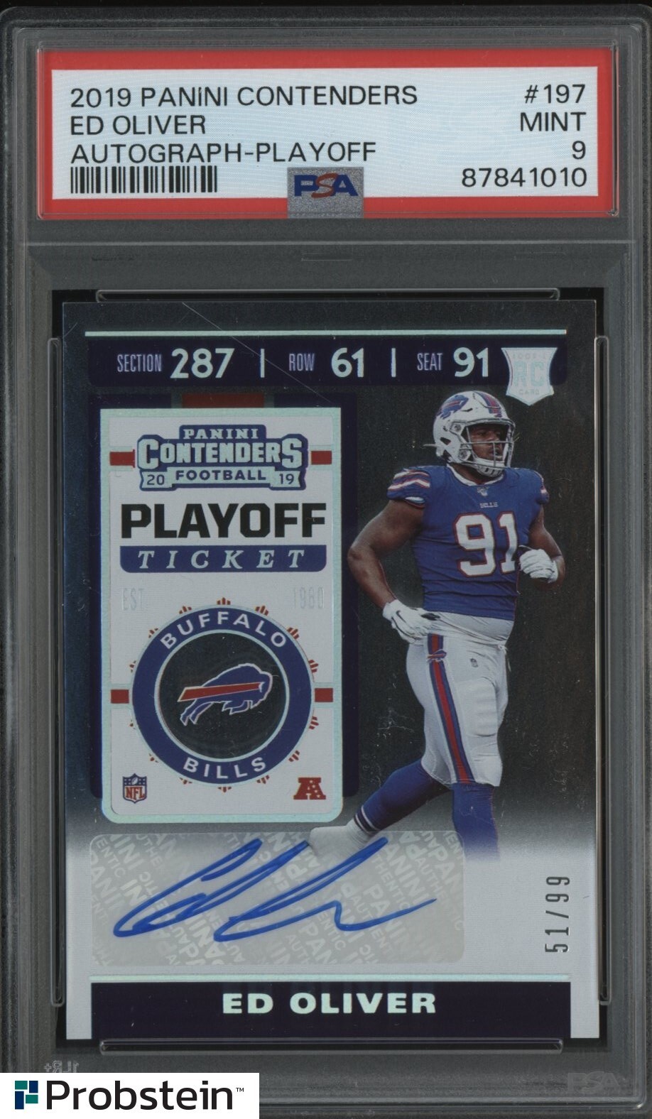 Ed Oliver Panini Contenders #197 Autograph-Playoff