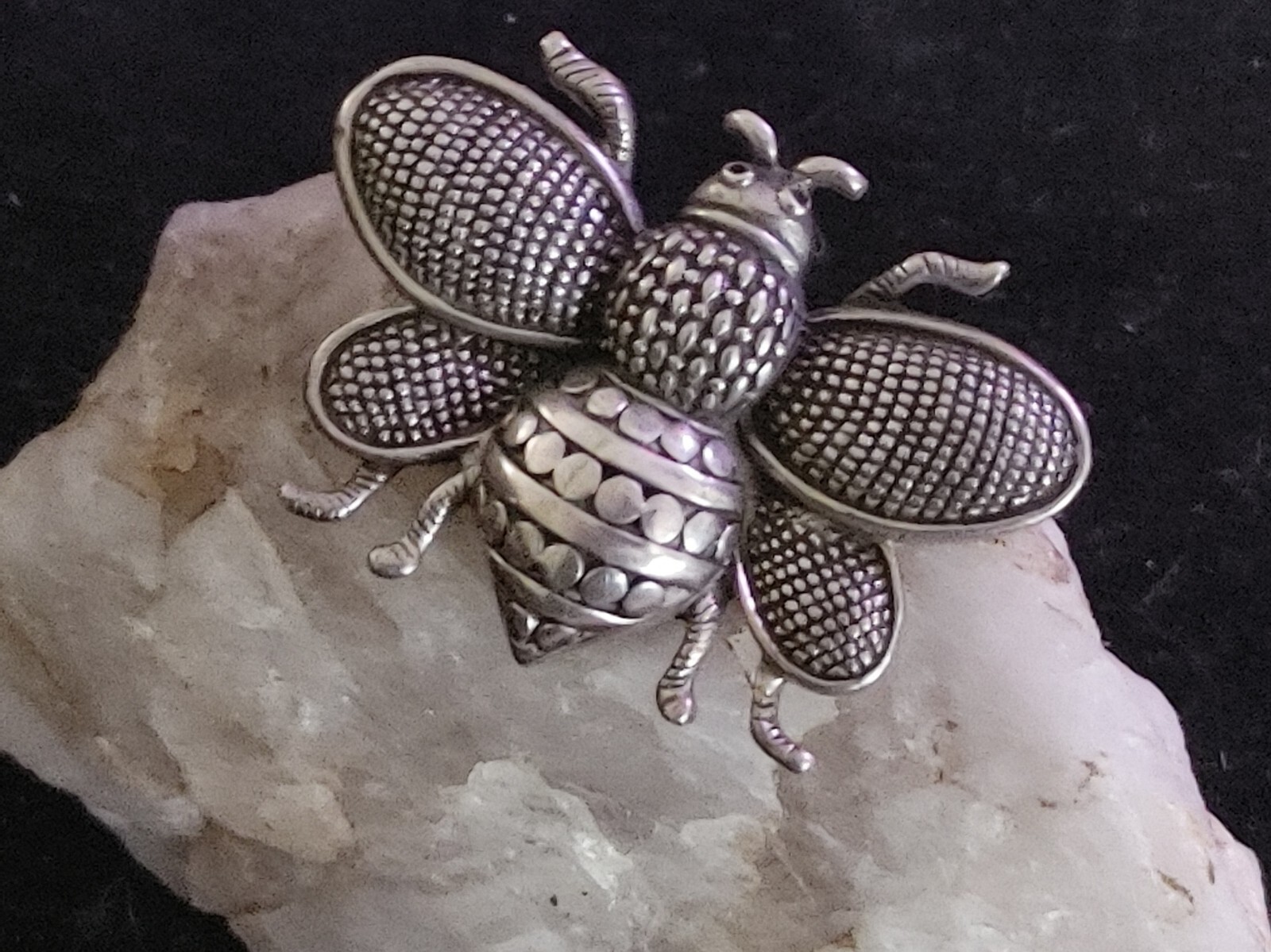 Sterling Silver Patterned Textured Bumblebee Broo… - image 6