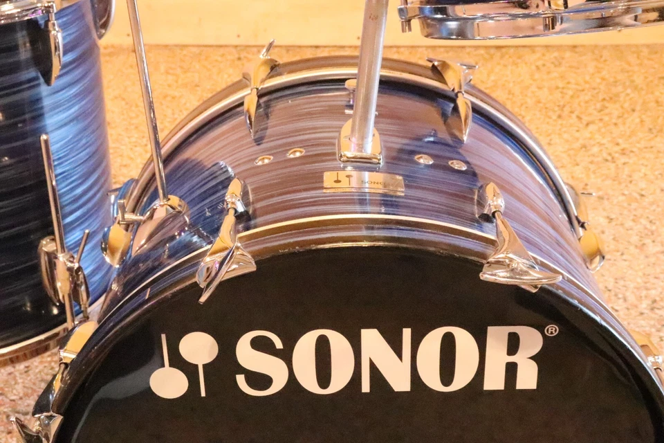 SONOR Teardrop Juego de Batería Pizarra Azul 3 Piezas Vintage Años 60 20/16/13" Foto 2 de 4