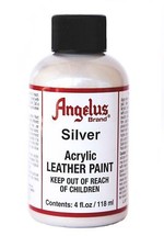 Angelus Brand Acrylic Leather Paint Waterproof Metallic Silver - 4.oz