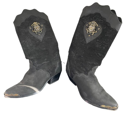 Women’s Black Soft Leather Embellished Western Cowgirl Boots Sz 7½ 614094 Zodiac - Picture 2 of 13