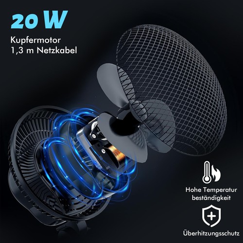 22cm 8” Clip Fan Auto-Oszillierender Lüfter Einstellbar Für Growzelt Grow Grower - Bild 9 von 12