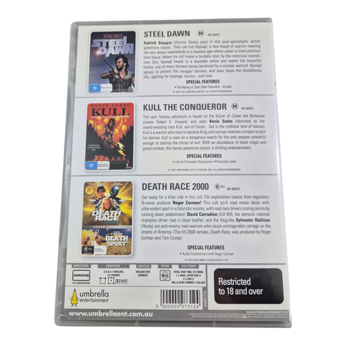 Steel Dawn / Kull The Conqueror / Death Race 2000 - DVD All Regions (Umbrella) - Picture 3 of 3