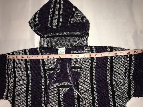 Felpa con cappuccio coperta messicana Pilotzi Baja taglia piccola viola e grigia skate grunge - Foto 14 di 19