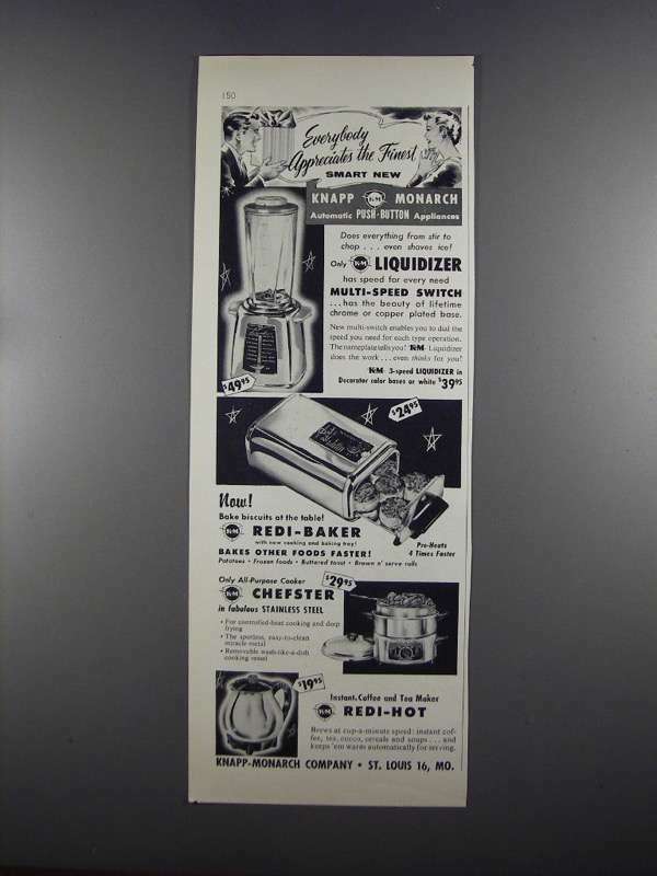1955 Knapp-Monarch Ad - Liquidizer Blender, Redi-Baker