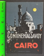 Vintage Continental Savoy Cairo Egypt Travel Label