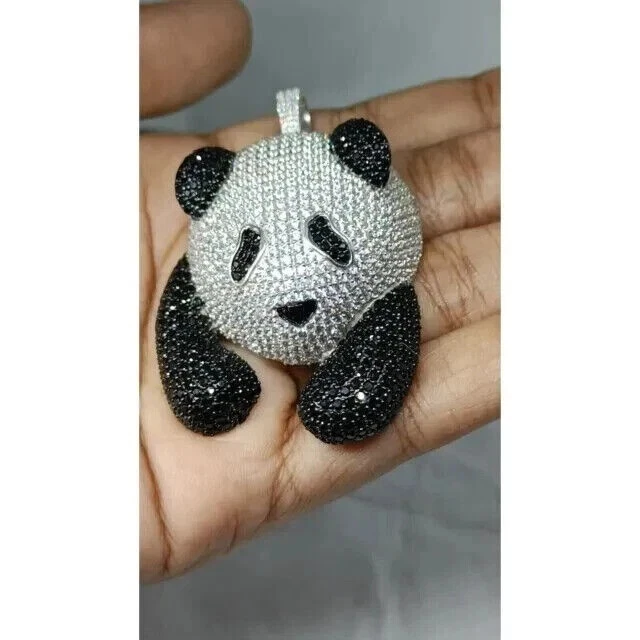 3.00Ct Round Cut Lab Created Diamond Animal Panda Pendant 925 Sterling Silver - Image 2 of 4