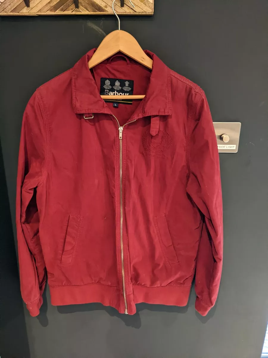Barbour Polo Club Jacket Size Large Red Burgundy