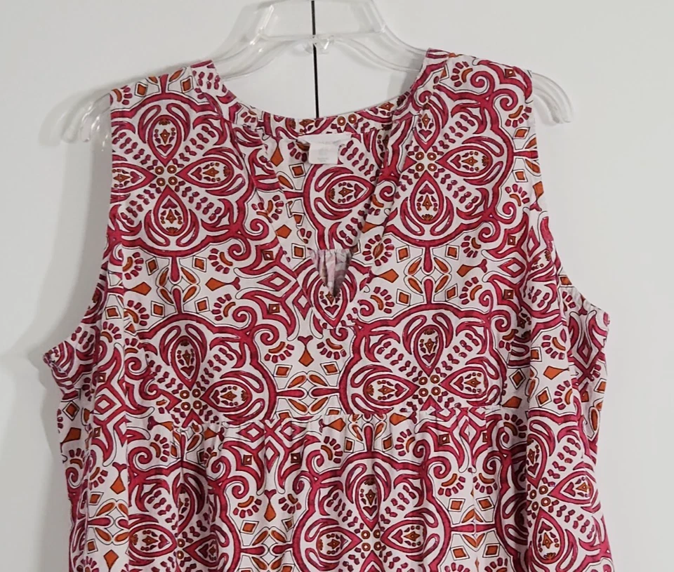 Vestido Corto Cynthia Rowley 100% Algodón Talla XL Rojo/Naranja Verano Comodidad Foto 2 de 4