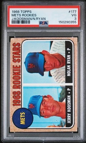 1968 Topps Nolan Ryan Jerry Koosman Rookie Card #177 Graded PSA3 VG HOF NY Mets