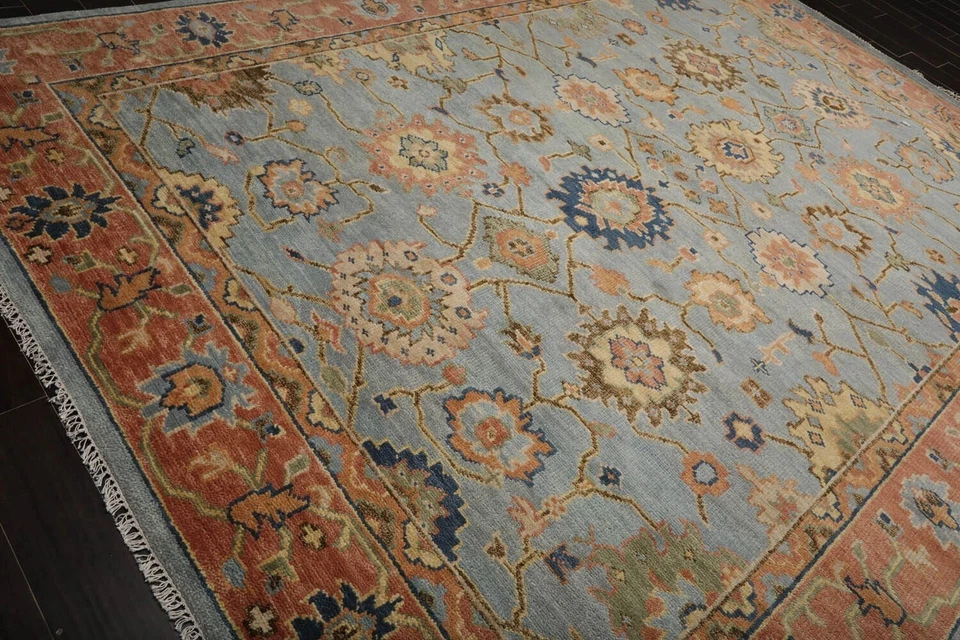 Turkish Oushak Wool Rug 8x10 – Hand Knotted Vintage Floral Oriental Area Carpet - Image 2 of 4