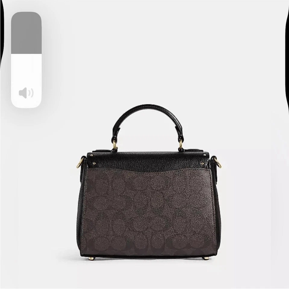 Coach Top Handle Satchel In Color Block Signature Canvas With Rivets - Image 4 of 4