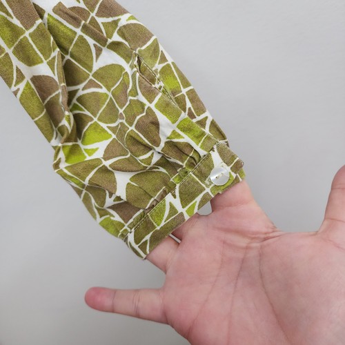 Jessica Simpson Green Brown Cotton Geometric Print Dress Ruffle Size XS - Picture 5 of 8