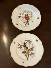 Vintage Herend Rothschild Hungarian Bird Plates Set Of 2