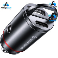ZigarettenanzüNder USB C Auto Adapter 60W PD 30W QC 30W Ganzmetall Schwarz