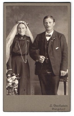 Fotografie L. Bechstein, Burgdorf, Friedeggstr. 5, Hochzeit, glückliches Brautp 