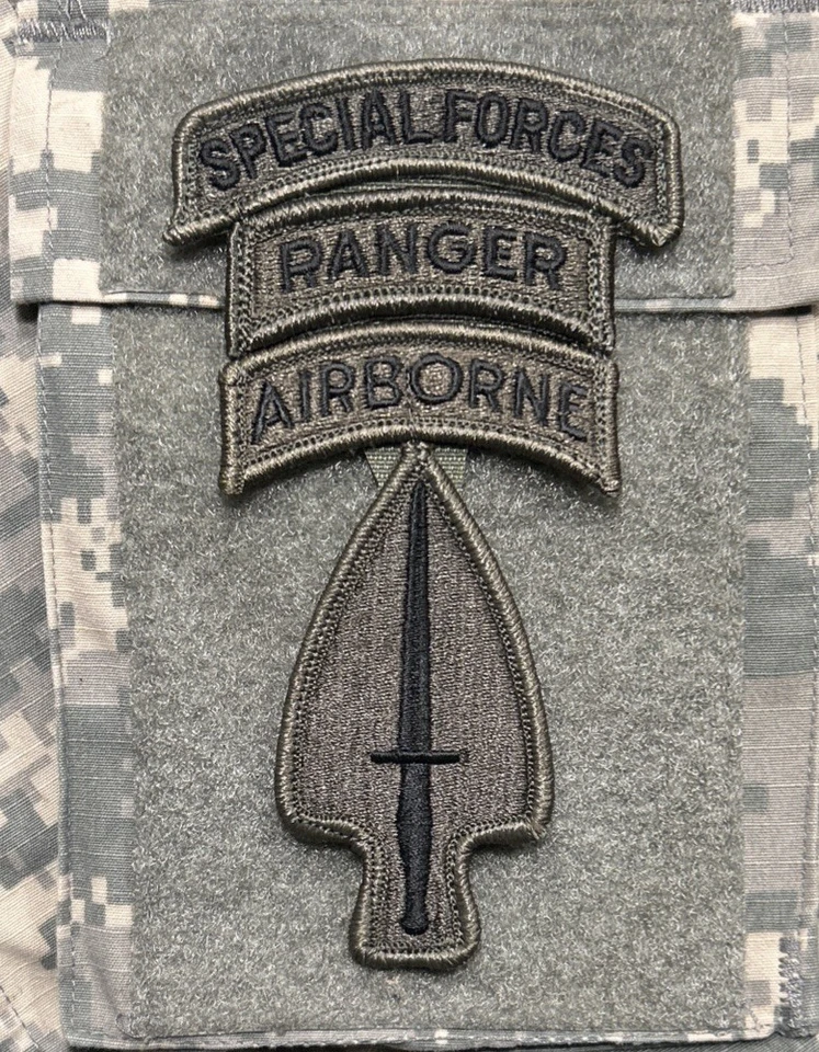 US Army USASOC Patch SF/Ranger Tab BDU w/ Hook Special Operations Command OD - Image 2 of 3