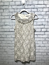 Forever 21, Women S/P, Beige/Gray Sleeveless Floral Lace Back Zip Shift Dress