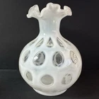 Vintage Fenton 6.5" T French Opalescent Coin Dot Vase