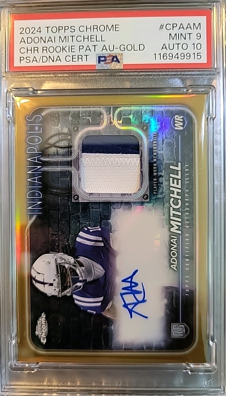 Adonai Mitchell Topps Chrome Topps Chrome Rookie Patch Autographs #CPAAM Gold