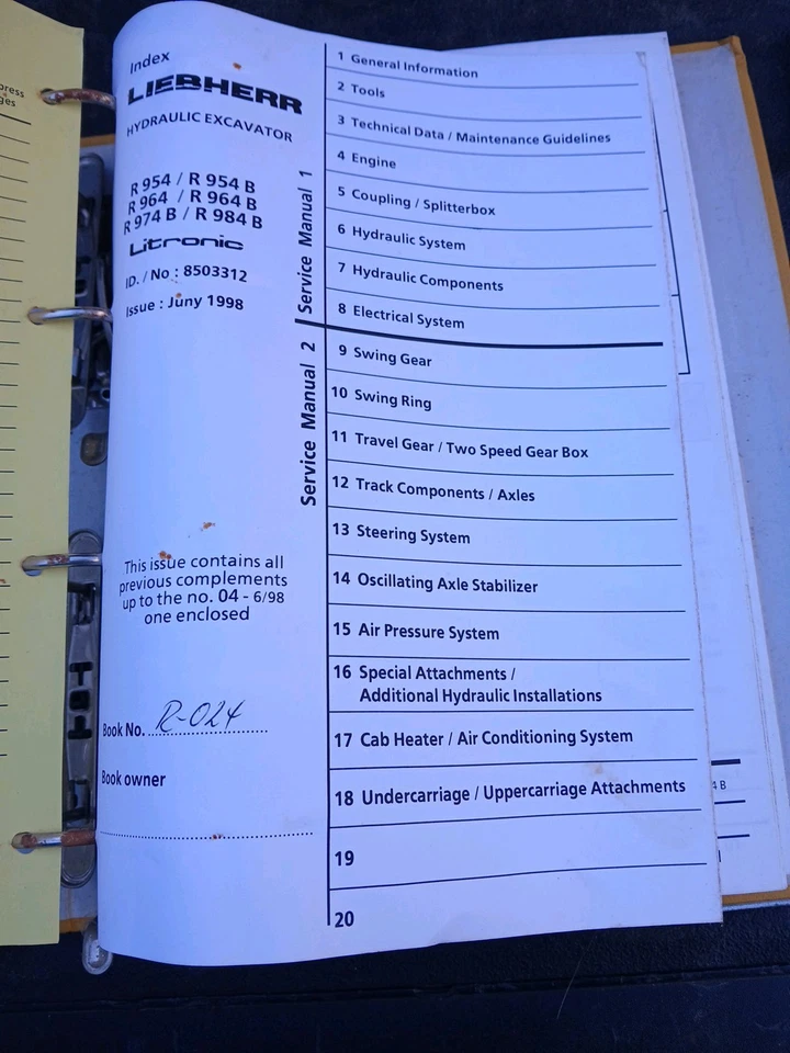 LIEBHERR R1 954B, 964B, 974B, 984B HYDRAULIC LEXCAVATOR Service Manual - Image 4 of 4