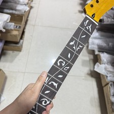 Gloss Yellow 22fret Rosewood Maple Tree of Life flower vine Electric Guitar neck
