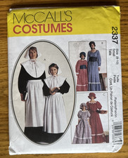 McCall's 2337 Costume Pattern Pilgrim Prairie Pioneer Dress Hat Sz 8, 10 Uncut