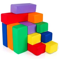 Foam Buliding Blocks - 12 Piece Fabric Covered 9x4x3inch Stacking Block Sets ...