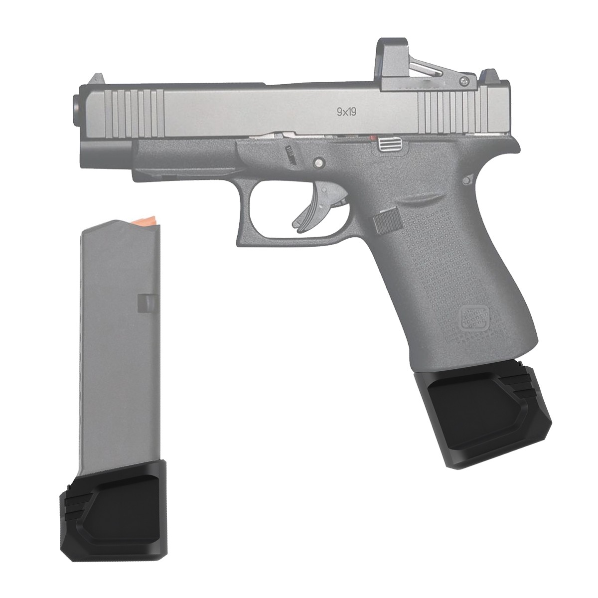 For Glock 43X / 48 Magazine Enhanced Weight OEM 10 Round Mag Base Plate Black