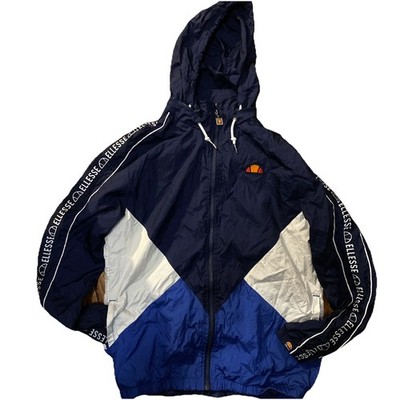 Ellesse Men's Hoodie Windbreaker Jacket  Size S Navy White Royal Blue Colorblock