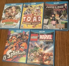 5 Game Wii U Lot - Minecraft, Captain Toad, DK Country, LEGO M, Splatoon