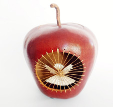 Handpainted Gourd Art Giant Apple and Angel Decor; Gourd Folk Art; Native Gourd