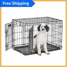 Double Door Adjustable Dog Crate: 30-Inch for Medium Breeds, Easy Assembly