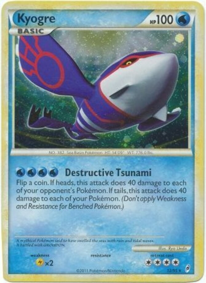 Moderately Played Kyogre - 12/95 - Holo Rare Pokemon Call of Legends