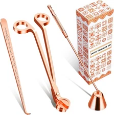 Calary 3 in 1 Candle Care Kit - Wick Trimmer, Snuffer & Dipper Set Rose Gold 