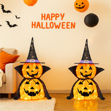 2Packs 3FT Halloween Collapsible Lighted Pumpkin Decoration, 176 LED Pop-Up Pump