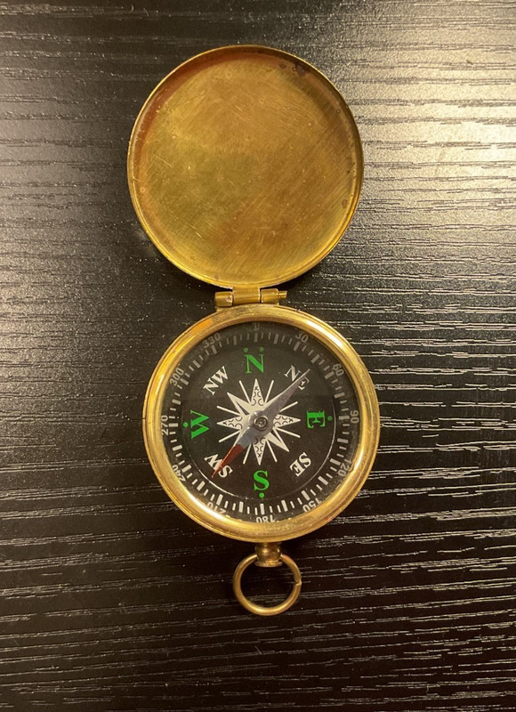 Vintage Brass Hinged Case Compass