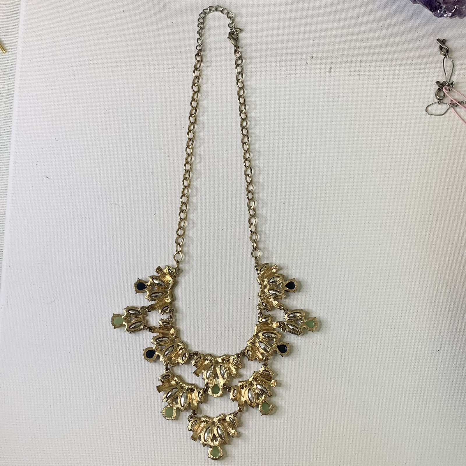 Sparkly Rhinestone Crystal Statement Necklace Gol… - image 11