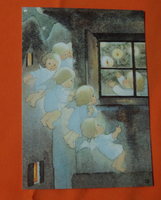 1X Postkarten Mili Weber Engel Viele Fenster Weihnachten Kunst A6 (V)