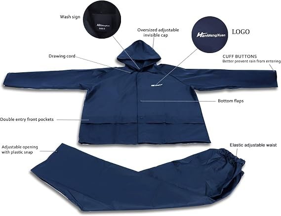 Traje Para Lluvia Impermeable con Capucha Chaqueta y pantalón Ropa Large - second product detail image