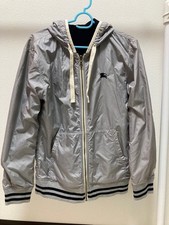 Burberry Men's Reversible Hoodie Gray Nylon Navy Cotton Size M FC BFA