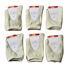 Lot Of 6 Pair Zubii Girls Designer Ankle Socks Yellow Sparkle Shoe Child Sz 8-10