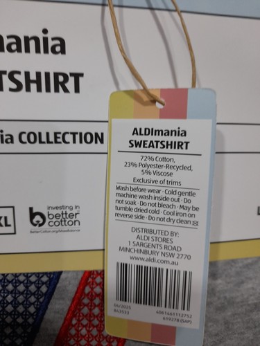 Limited Edition Aldi ALDImania Unisex Sweatshirt Size Large NEW With Tags! - Picture 5 of 8