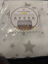 Breathable Baby Mesh Crib Liner Grey Stars